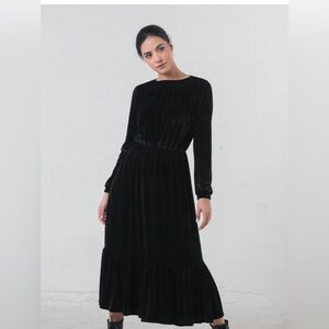Brand New Black Velvet Maxi Dress